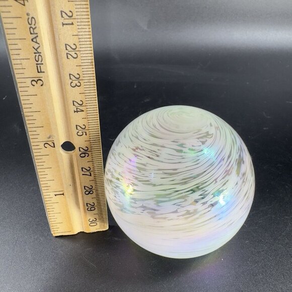 Vintage Venetian Glass Paperweight Figure Italian Glass Iridescent White Swirl - Picture 3 of 13